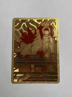 Entei GX HP 180 - Pokemon Fan Art - Textured Gold Foil Card - NM/LP - Image 1