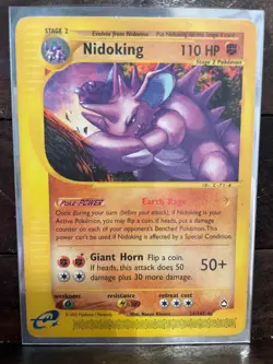 Nidoking 24/147 Non-Holo Rare Aquapolis 2002 Pokemon Card Light Play - Image 1