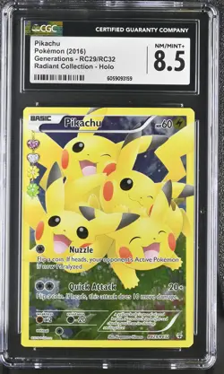 CGC 8.5 Pikachu Generations RC29/RC32 Radiant Collection Holo Pokemon Card - Image 1