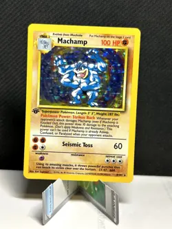 Machamp 1st Edition 8/102 Base Set Holo Pokemon Card LP WOTC 1999 - Image 1