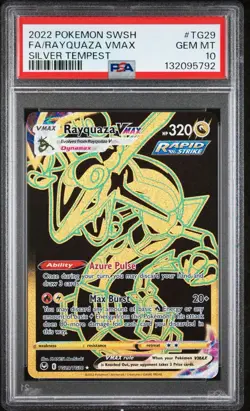 2022 POKEMON SWORD & SHIELD SILVER TEMPEST #TG29 FULL ART/RAYQUAZA VMAX PSA 10 - Image 1