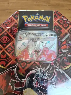 (2) POKEMON FACTORY SEALED SCARLET & VIOLET PALDEAN FATES SHINY CHARIZARD TIN - Image 4