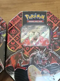 (2) POKEMON FACTORY SEALED SCARLET & VIOLET PALDEAN FATES SHINY CHARIZARD TIN - Image 5