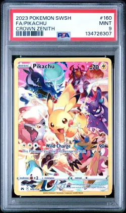 2023 Pokemon SWSH Full Art FA Pikachu Crown Zenith 160/159 PSA 9 MINT - Image 1