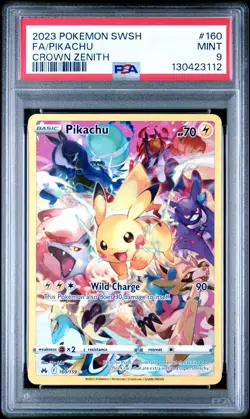 2023 Pokemon SWSH Full Art Pikachu Crown Zenith PSA 9 Mint 160/159 - Image 1