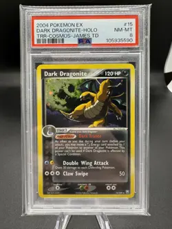 2004 POKEMON EX TEAM ROCKET RETURNS #15 DARK DRAGONITE COSMOS HOLO PSA 8 NM-MT - Image 1