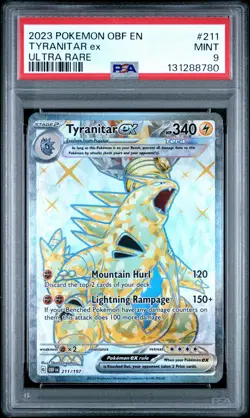 2023 POKEMON OBF EN-OBSIDIAN FLAMES ULTRA RARE #211 TYRANITAR EX PSA 9 - Image 1