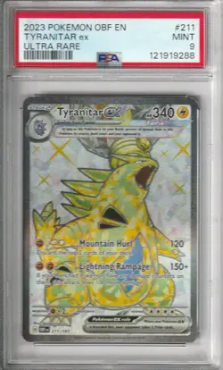 2023 POKEMON OBF EN-OBSIDIAN FLAMES ULTRA RARE #211 TYRANITAR EX PSA 9 - Image 1