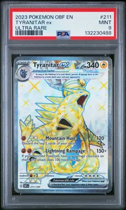 2023 Pokemon Obf EN-Obsidian Flames Tyranitar EX #211 Ultra Rare PSA 9 - Image 1