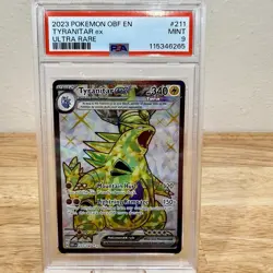 PSA 9 MINT 2023 Pokemon Obsidian Flames Tyranitar EX Ultra Rare FA #211/197 - Image 1