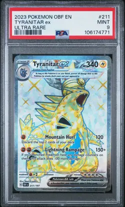 PSA 9 Tyranitar Ex Ultra Rare #211 2023 Pokemon Obf Obsidian Flames 106174771 - Image 1
