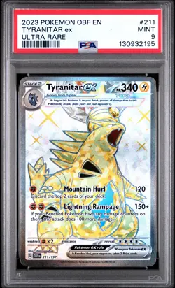 2023 POKEMON OBF EN-OBSIDIAN FLAMES ULTRA RARE #211 TYRANITAR EX PSA 9 - Image 1