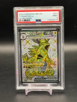 PSA 9 MINT Tyranitar EX Obsidian Flames Ultra Rare Holo Pokemon 211/197 - Image 1