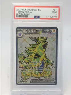 TYRANITAR EX 2023 POKEMON S&V OBSIDIAN FLAMES ULTRA RARE 211/197 PSA 9 Q1518 - Image 1