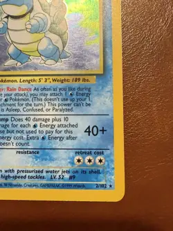 Pokemon TCG Blastoise 2/102 Holo Rare Base Set, Original LP - Image 3