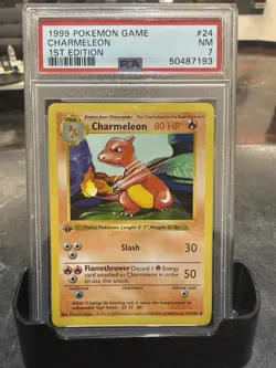 Pokemon TCG Charmeleon #24/102 1st Edition Shadowless Base Set PSA 7 - Image 1
