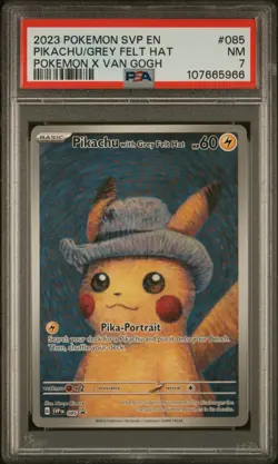 PSA 7 Pikachu With Grey Felt Hat Pokemon x Van Gogh Promo #085 - Image 1