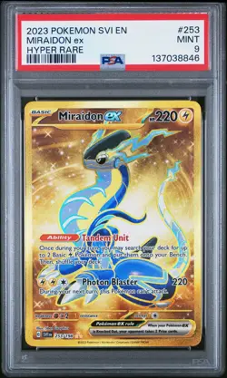 2023 POKEMON SVI EN-SCARLET & VIOLET HYPER RARE #253 MIRAIDON EX PSA 9 - Image 1