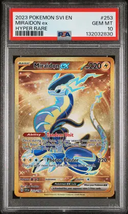 2023 POKEMON SVI EN-SCARLET & VIOLET HYPER RARE #253 MIRAIDON EX PSA 10 - Image 1