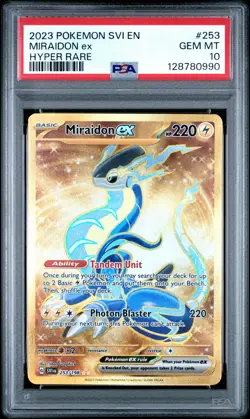 2023 POKEMON SVI EN-SCARLET & VIOLET HYPER RARE #253 MIRAIDON EX PSA 10 - Image 1