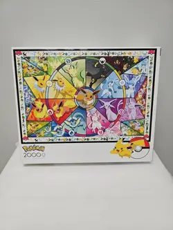 Pokemon Eevee's Stained Glass 2000 Piece Jigsaw Puzzle Buffalo Games 79346023028 - Image 1
