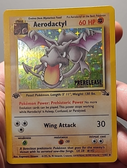 Pokemon TCG Aerodactyl Fossil 1st Edition Holo Unlimited Rare Prerelease MP - Image 1