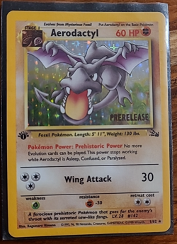 Pokemon TCG Aerodactyl Fossil 1st Edition Holo Unlimited Rare Prerelease MP - Image 3