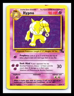 💥 Hypno Pokemon TCG 1999 Fossil Set Non Holo Vintage # 23/62 - Image 1