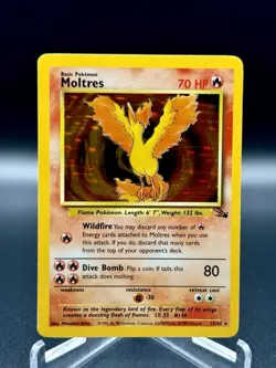 Pokemon TCG Moltres Fossil Unlimited Holo Rare Near Mint Free Shipping - Image 1