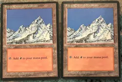 Snow-Covered Mountain LP (x2) Ice Age Magic the Gathering Card MTG Vintage - Image 1