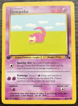 1st Edition Slowpoke 55/62 Pokemon TCG WOTC Base Set Fossil MINT - Image 1