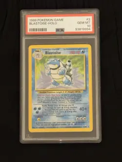 1999 Pokemon PSA 10 Blastoise Holo Base Set Unlimited Gem Mint 10 #2 LOW POP - Image 1