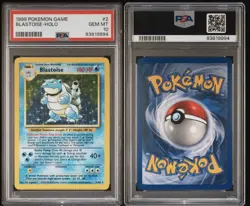 1999 Pokemon PSA 10 Blastoise Holo Base Set Unlimited Gem Mint 10 #2 LOW POP - Image 3
