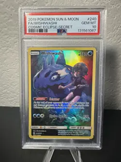 2019 POKEMON SUN & MOON COSMIC ECLIPSE SECRET #240 FULL ART/WISHIWASHI PSA 10 - Image 1