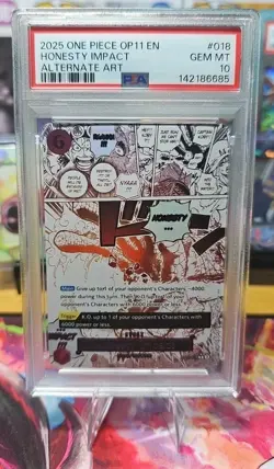 One Piece Honesty Impact (Alt Art) OP11-018 A Fist of Divine Speed Foil PSA 10 - Image 1