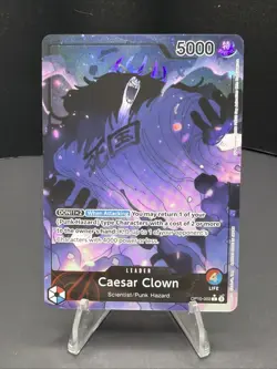 One Piece OP10-002 Caesar Clown Alt Art (Parallel) Leader Royal Blood English NM - Image 1