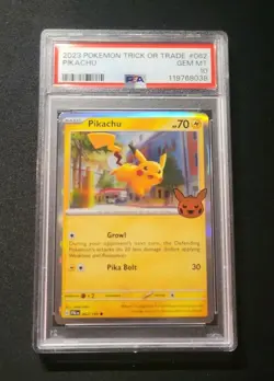 💎 PSA 10 Gem Mint Pikachu 062/193 Graded Pokemon Card #062 Trick or Trade 2023 - Image 1