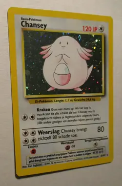 Pokemon TCG Base Unlimited Chansey Dutch Holo Card 3/102 Very Rare 2000 Played - Image 1