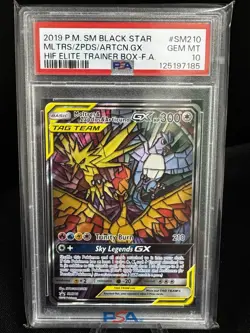 2019 POKEMON SM HIDDEN FATES ETB FULL ART/MOLTRES & ZAPDOS & ARTICUNO GX PSA 10 - Image 1