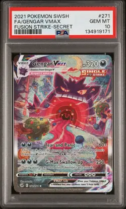 2021 Pokemon Full Art Gengar VMAX Fusion Strike Secret #271 PSA 10 - Image 1