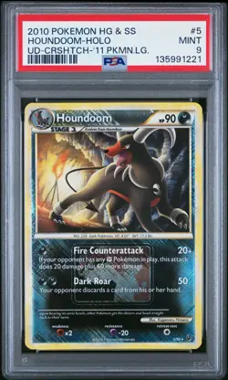 2010 POKEMON HEARTGOLD & SOULSILVER UNDAUNTED #5 HOUNDOOM-HOLO PSA 9 - Image 1