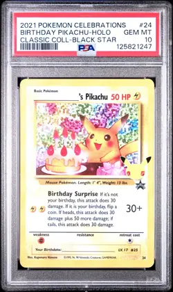 Birthday Pikachu-Holo Pokemon Celebrations Classic Collection 24 PSA 10 - Image 1