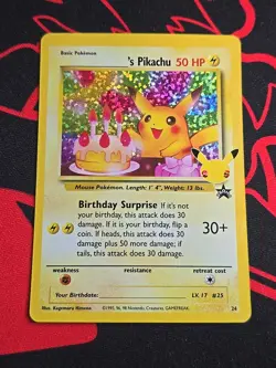 Pokemon TCG Celebrations Birthday Pikachu 25th Anniversary Holo Black Star - Image 1