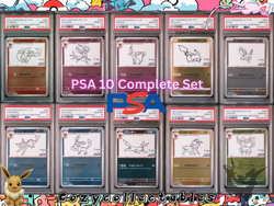 PSA 10 Yu Nagaba Eevee's & Pikachu Promo Complete Set Japanese Pokemon Cards - Image 1