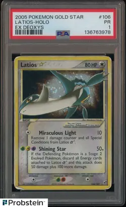 2005 Pokemon Gold Star Ex Deoxys #106 Latios Holo PSA 1 PR - Image 1