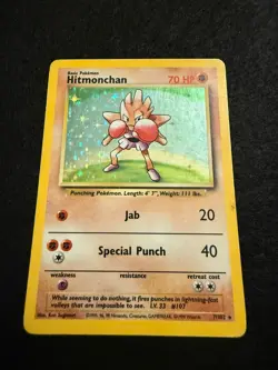 Pokemon Vintage WOTC Hitmonchan 007/102 Base Set Holo MP+/LP- - Image 1