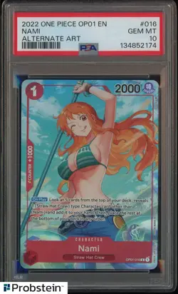 2022 One Piece OP01-Alternate Art #016 Nami Pre-Errata PSA 10 GEM MINT - Image 1