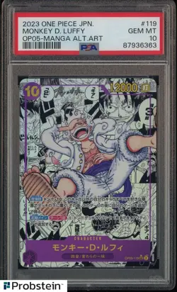 2023 One Piece Japanese OP-05 Manga Alternate Art #119 Monkey D Luffy PSA 10 - Image 1