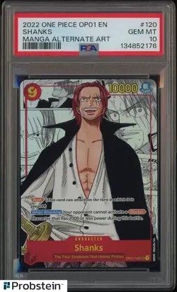 2022 One Piece OP01 EN Manga Alternate Art #120 Shanks PSA 10 GEM MINT - Image 1