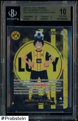 2025 ONE PIECE PROMOS BVB X ONE PIECE MATCH DAY 2025 #003 MONKEY D. LUFFY BGS 10 - Image 1